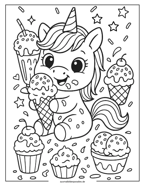 Baby Einhorn Ausmalbilder kostenlos zum Ausdrucken