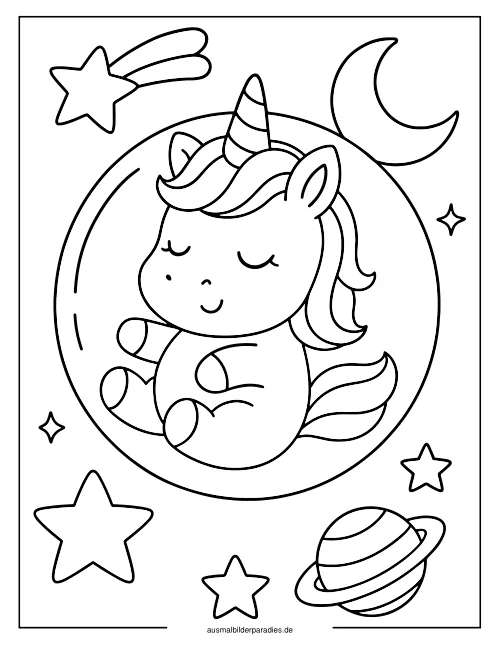 Baby Einhorn Ausmalbild 10 - kostenlos zum Ausdrucken