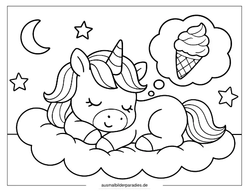 Baby Einhorn Ausmalbild 12 - kostenlos zum Ausdrucken