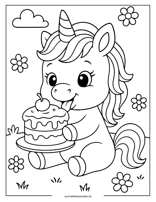 Baby Einhorn Ausmalbild 15 - kostenlos zum Ausdrucken