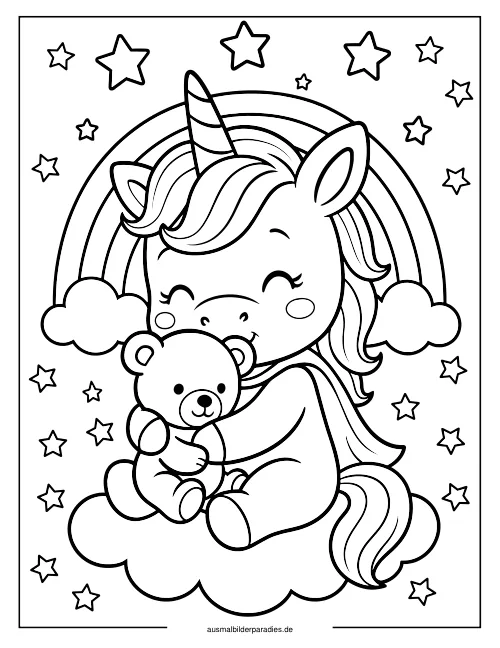 Baby Einhorn Ausmalbild 19 - kostenlos zum Ausdrucken