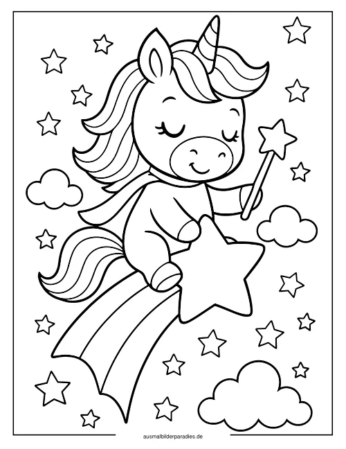 Baby Einhorn Ausmalbild 22 - kostenlos zum Ausdrucken
