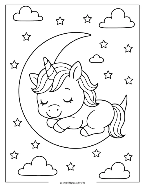 Baby Einhorn Ausmalbild 23 - kostenlos zum Ausdrucken