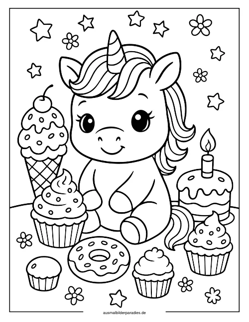 Baby Einhorn Ausmalbild 24 - kostenlos zum Ausdrucken