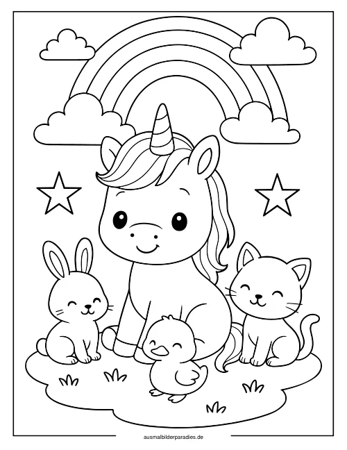 Baby Einhorn Ausmalbild 25 - kostenlos zum Ausdrucken