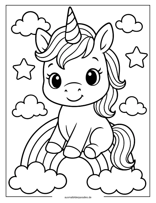 Baby Einhorn Ausmalbild 28 - kostenlos zum Ausdrucken