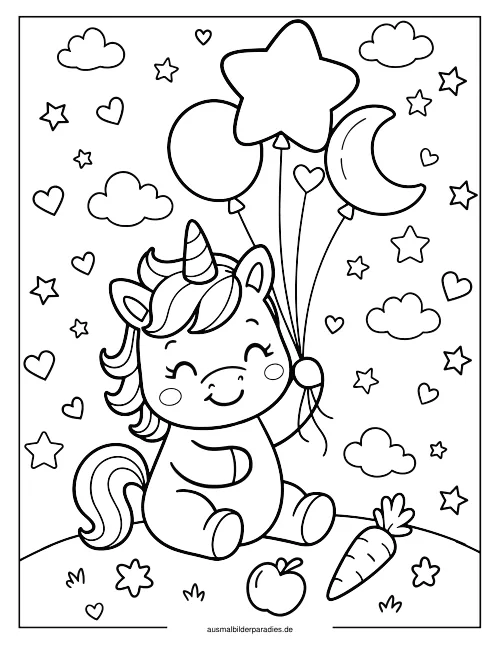 Baby Einhorn Ausmalbild 3 - kostenlos zum Ausdrucken