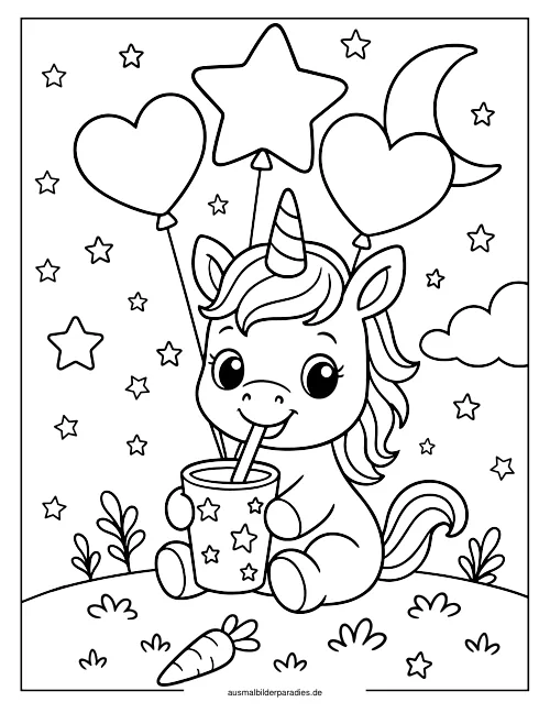Baby Einhorn Ausmalbild 34 - kostenlos zum Ausdrucken