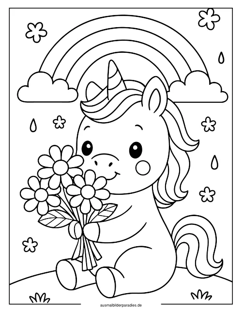 Baby Einhorn Ausmalbild 4 - kostenlos zum Ausdrucken