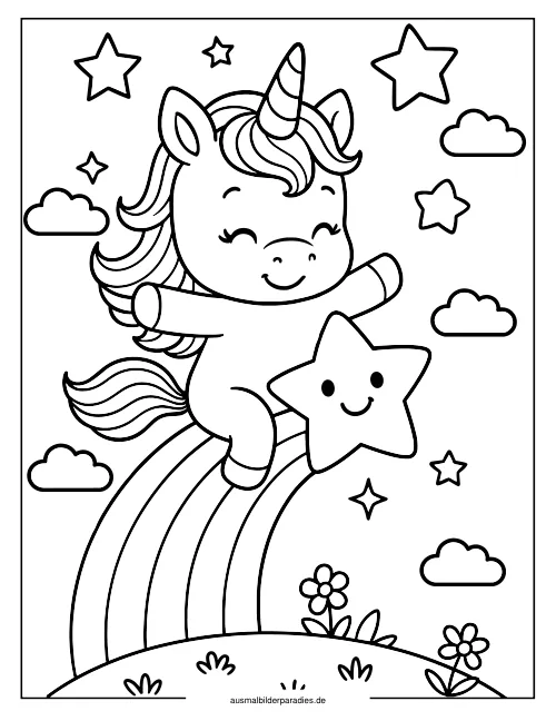 Baby Einhorn Ausmalbild 6 - kostenlos zum Ausdrucken