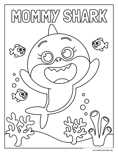 Baby Shark Ausmalbild 12 - kostenlos zum Ausdrucken