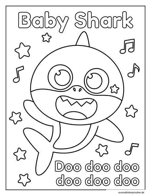 Baby Shark Ausmalbild 22 - kostenlos zum Ausdrucken
