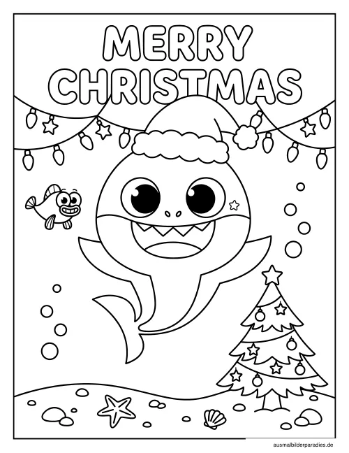 Baby Shark Ausmalbild 23 - kostenlos zum Ausdrucken