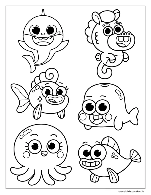 Baby Shark Ausmalbild 25 - kostenlos zum Ausdrucken