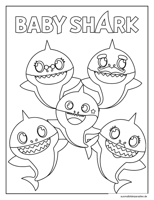 Baby Shark Ausmalbild 28 - kostenlos zum Ausdrucken