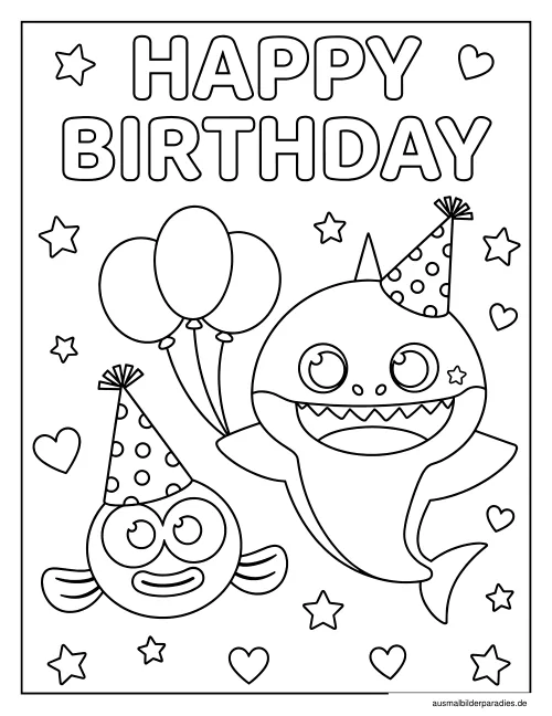 Baby Shark Ausmalbild 29 - kostenlos zum Ausdrucken