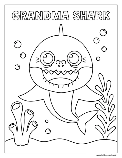 Baby Shark Ausmalbild 3 - kostenlos zum Ausdrucken