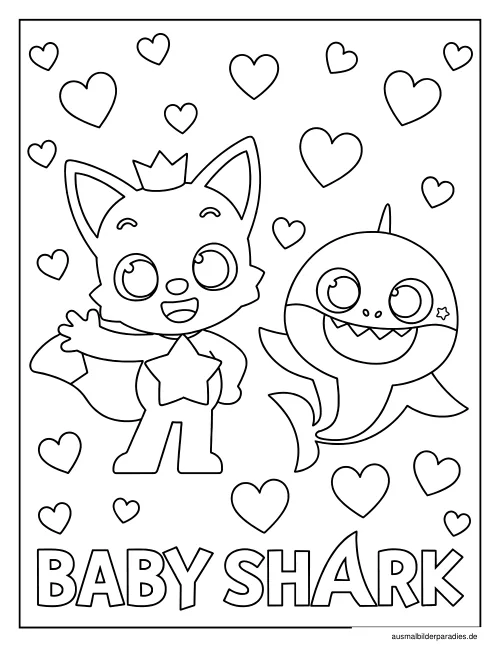 Baby Shark Ausmalbild 30 - kostenlos zum Ausdrucken