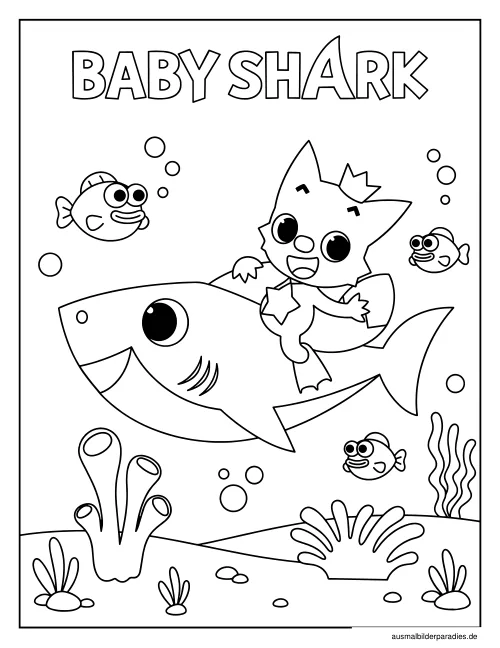 Baby Shark Ausmalbild 31 - kostenlos zum Ausdrucken