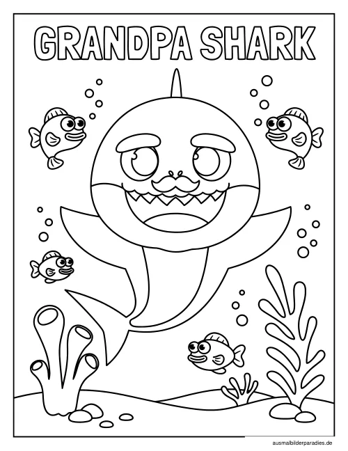 Baby Shark Ausmalbild 4 - kostenlos zum Ausdrucken
