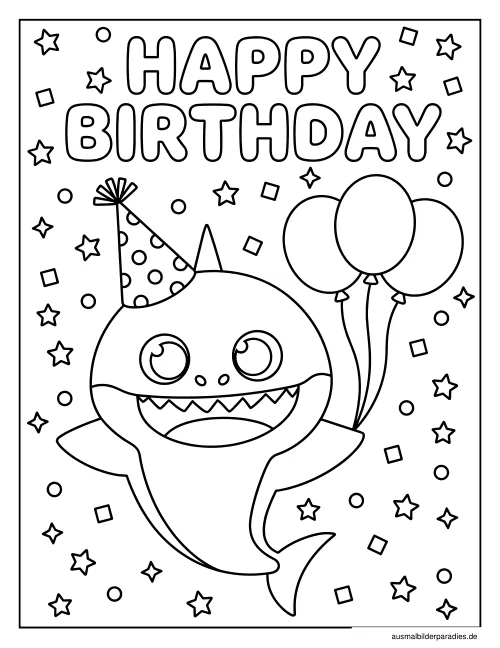 Baby Shark Ausmalbild 5 - kostenlos zum Ausdrucken
