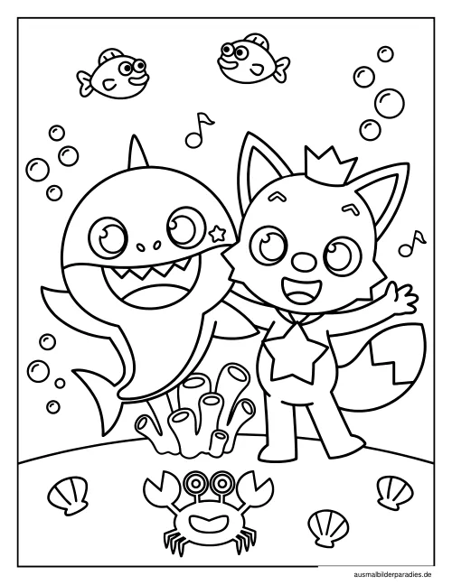 Baby Shark Ausmalbild 7 - kostenlos zum Ausdrucken