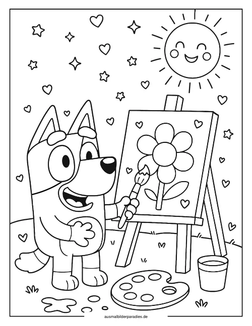 Bluey Ausmalbild 1 als Gratis-PDF Bluey Ausmalbild 1 - kostenlos zum Ausdrucken