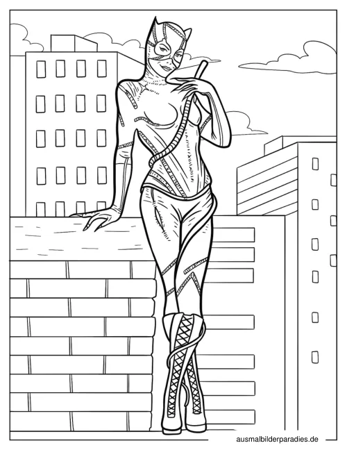 Catwoman Ausmalbild 10 als Gratis-PDF Catwoman Ausmalbild 10 - kostenlos zum Ausdrucken