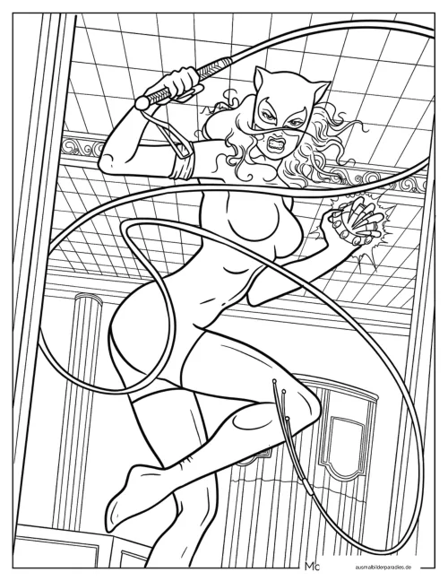 Catwoman Ausmalbild 11 als Gratis-PDF Catwoman Ausmalbild 11 - kostenlos zum Ausdrucken