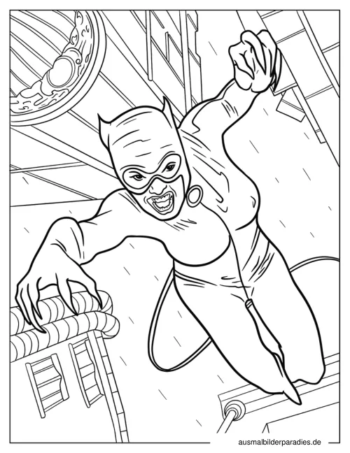 Catwoman Ausmalbild 15 als Gratis-PDF Catwoman Ausmalbild 15 - kostenlos zum Ausdrucken