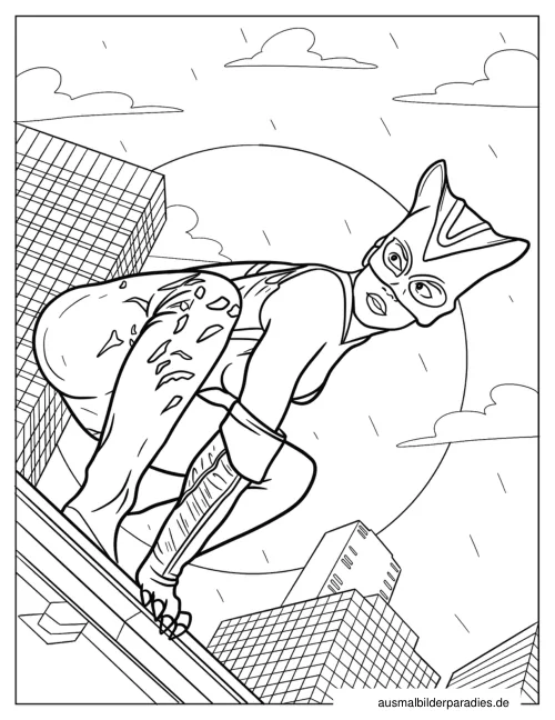 Catwoman Ausmalbild 16 als Gratis-PDF Catwoman Ausmalbild 16 - kostenlos zum Ausdrucken