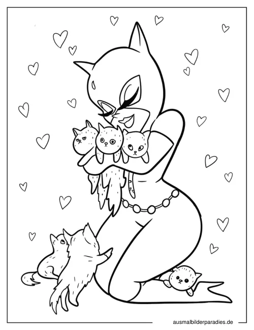 Catwoman Ausmalbild 2 als Gratis-PDF Catwoman Ausmalbild 2 - kostenlos zum Ausdrucken