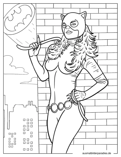 Catwoman Ausmalbild 20 als Gratis-PDF Catwoman Ausmalbild 20 - kostenlos zum Ausdrucken