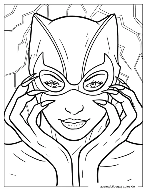 Catwoman Ausmalbild 22 als Gratis-PDF Catwoman Ausmalbild 22 - kostenlos zum Ausdrucken