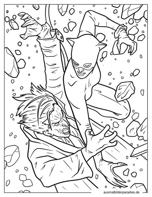 Catwoman Ausmalbild 4 als Gratis-PDF Catwoman Ausmalbild 4 - kostenlos zum Ausdrucken