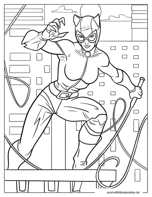 Catwoman Ausmalbild 6 als Gratis-PDF Catwoman Ausmalbild 6 - kostenlos zum Ausdrucken