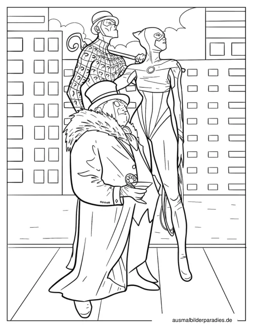 Catwoman Ausmalbild 9 als Gratis-PDF Catwoman Ausmalbild 9 - kostenlos zum Ausdrucken