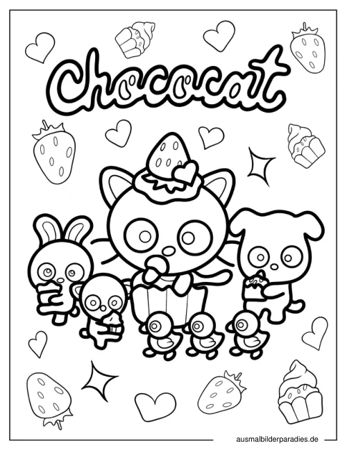 Chococat Ausmalbild 11 - kostenlos zum Ausdrucken