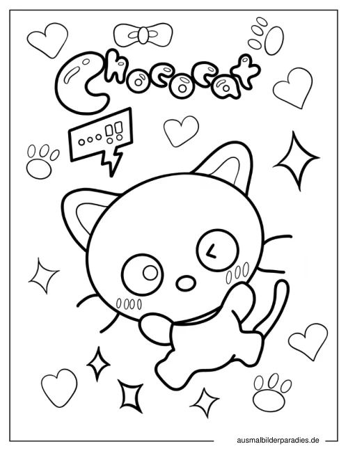 Chococat Ausmalbild 12 - kostenlos zum Ausdrucken