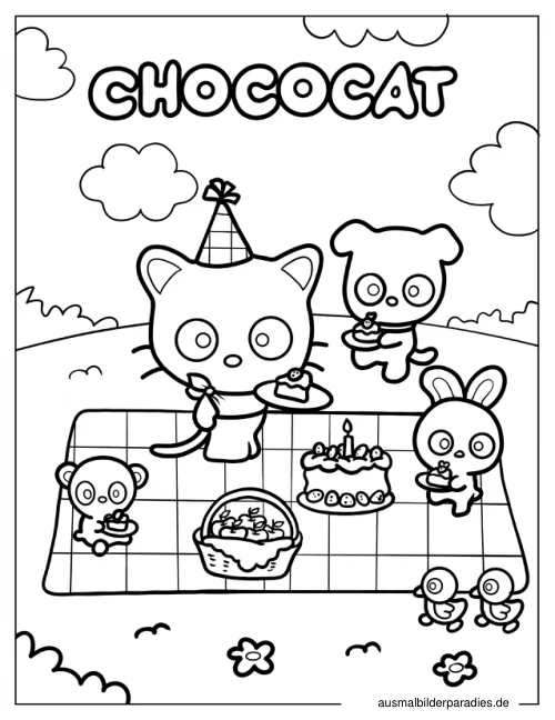 Chococat Ausmalbild 2 - kostenlos zum Ausdrucken