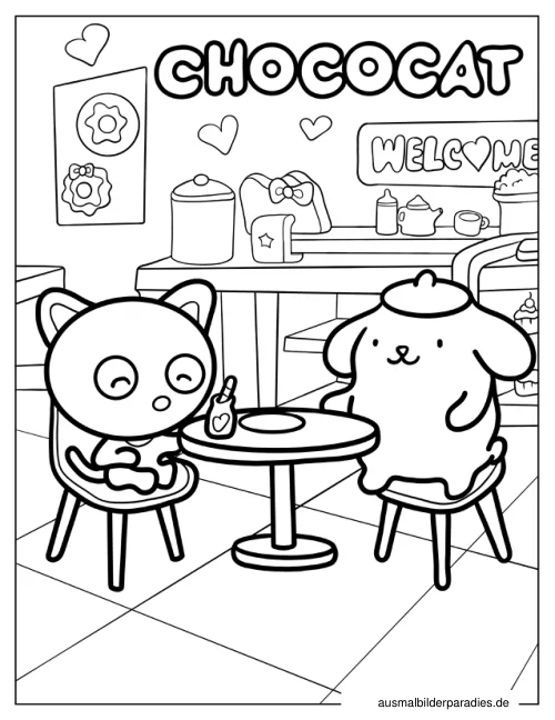 Chococat Ausmalbild 5 - kostenlos zum Ausdrucken