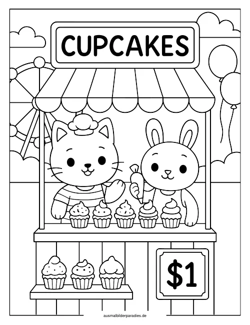 Cupcake Ausmalbild 10 - kostenlos zum Ausdrucken