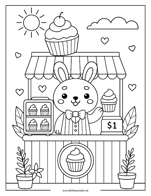Cupcake Ausmalbild 15 - kostenlos zum Ausdrucken