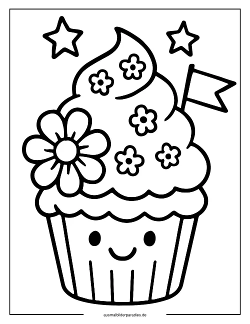 Cupcake Ausmalbild 17 - kostenlos zum Ausdrucken