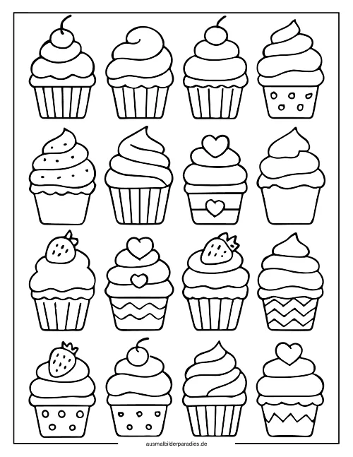 Cupcake Ausmalbild 19 - kostenlos zum Ausdrucken