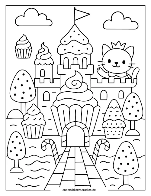 Cupcake Ausmalbild 2 - kostenlos zum Ausdrucken