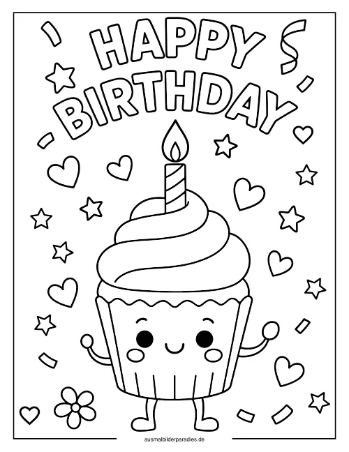 Cupcake Ausmalbild 21 - kostenlos zum Ausdrucken