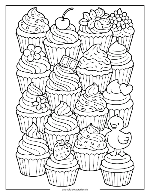 Cupcake Ausmalbild 26 - kostenlos zum Ausdrucken