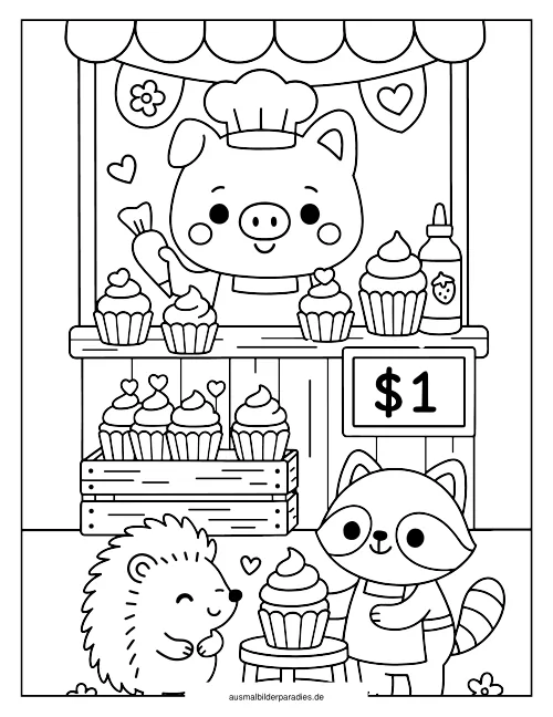 Cupcake Ausmalbild 28 - kostenlos zum Ausdrucken