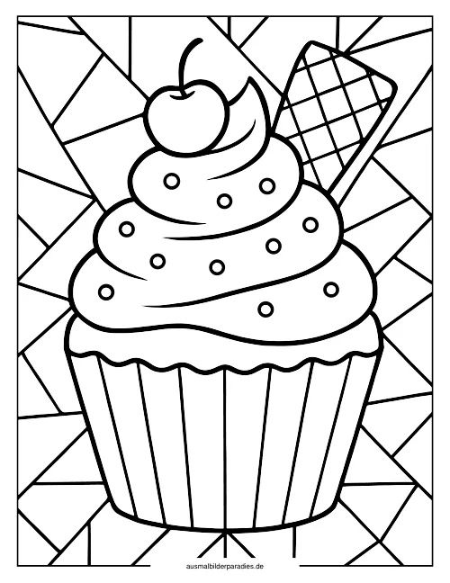 Cupcake Ausmalbild 3 - kostenlos zum Ausdrucken